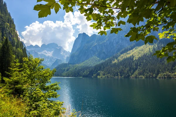 Сонячний День Озері Вордер Ґосаузі Австрійських Альпах — стокове фото