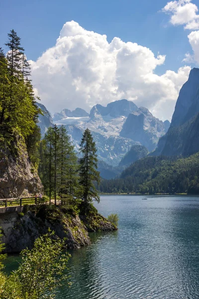 sunny day on the lake Vorderer Gosausee in Austria