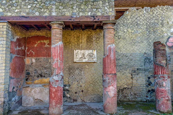 Herculaneum římské rozvaliny, Neapolský záliv, Ercolano, Campania, ita — Stock fotografie