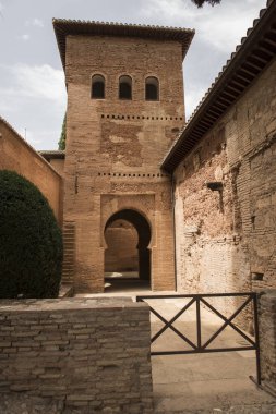 Andulasia, İspanya Granada'da ünlü Alhambra Palace mimarisi. Sarayın muhteşem mimari güzelliği ile ünlü İslam tarihi saray gibi.