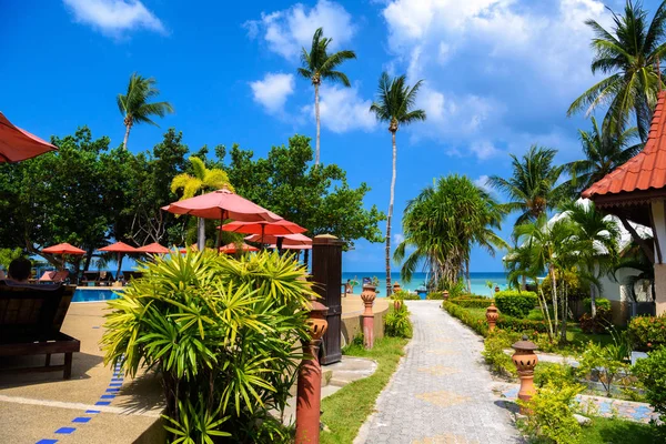 Bungalows Och Palmer Stranden Haad Yao Koh Phangan Island Suratthani — Stockfoto