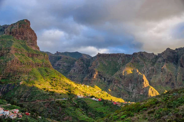 Solnedgång Nordvästra Bergen Teneriffa Nära Masca Village Kanariska Öarna — Stockfoto