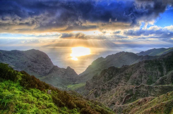 Sunset North West Mountains Tenerife Canarian Islands — Stock Photo, Image