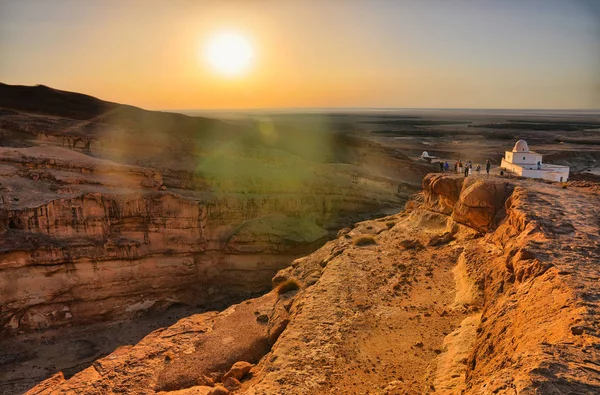 Napkelte Felett Tamerza Canyon Vagy Star Wars Canyon Szahara Tunézia — Stock Fotó