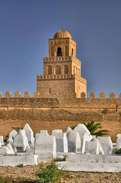 Antigo Cemitério Muçulmano Perto Grande Mesquita Kairouan Deserto Saara Tunísia — Fotografia de Stock