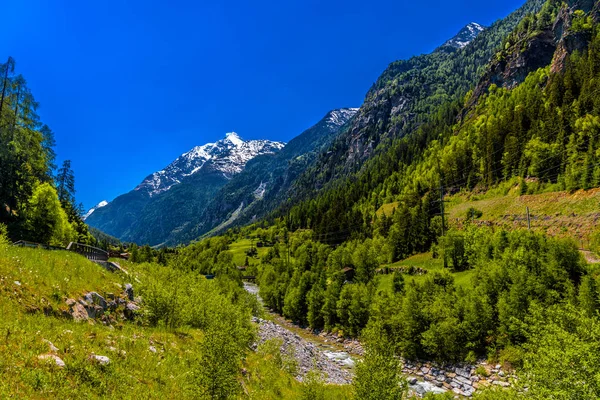 Rio Montanha Nas Montanhas Dos Alpes Suíços Sankt Niklaus Visp — Fotografia de Stock