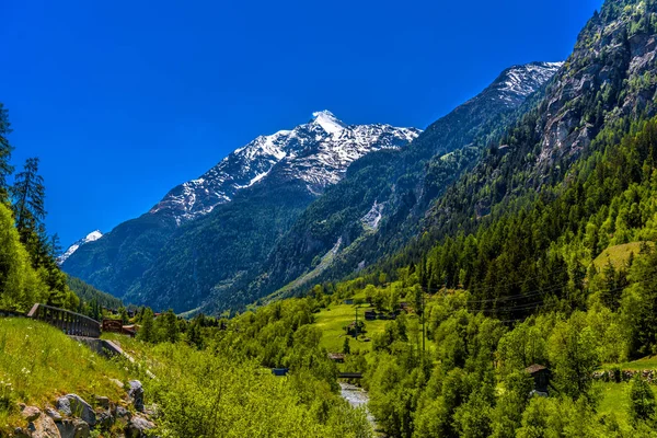Rio Montanha Nas Montanhas Dos Alpes Suíços Sankt Niklaus Visp — Fotografia de Stock