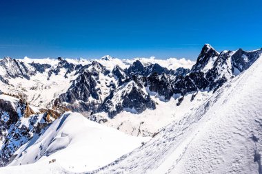 Karlı dağlar Chamonix, Mont Blanc, Haute-Savoie, Alpler, Fransa