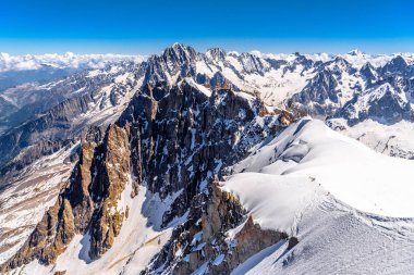 Karlı dağlar Chamonix, Mont Blanc, Haute-Savoie, Alpler, Fransa