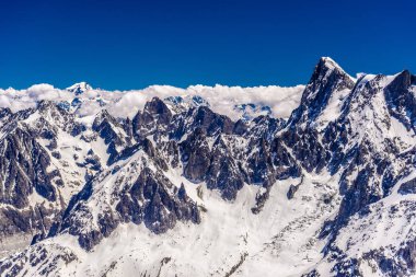 Karlı dağlar Chamonix, Mont Blanc, Haute-Savoie, Alpler, Fransa