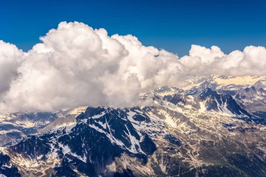 Karlı dağlar Chamonix, Mont Blanc, Haute-Savoie, Alpler, Fransa