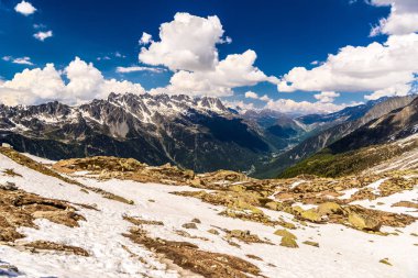 Karlı dağlar Chamonix, Mont Blanc, Haute-Savoie, Alpler, Fransa