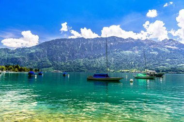 Teknelerden Lake Thun, Thunersee, Bern, İsviçre