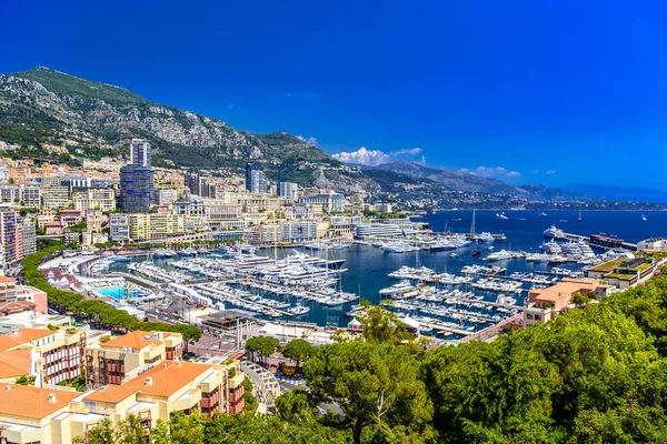 Port with yachts in La Condamine, Monte-Carlo, Monaco, Cote d'Az — Stock Photo, Image