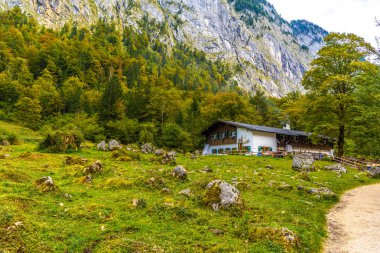 Koenigssee'deki Dağ Evi, Konigsee, Berchtesgaden Ulusal Parkı, Bav