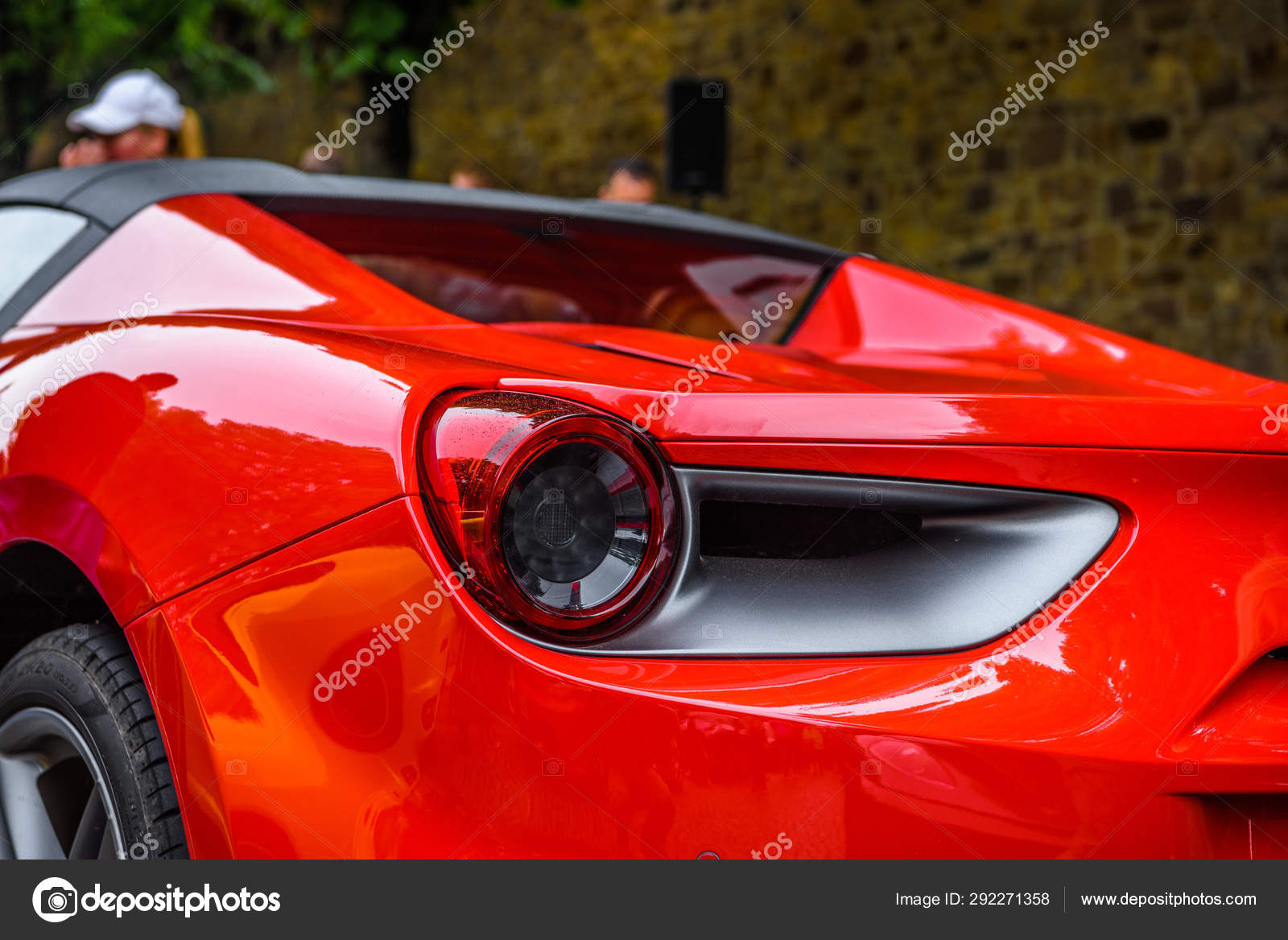 Germany Fulda Jul 2019 Rearview Lights Of Red Ferrari