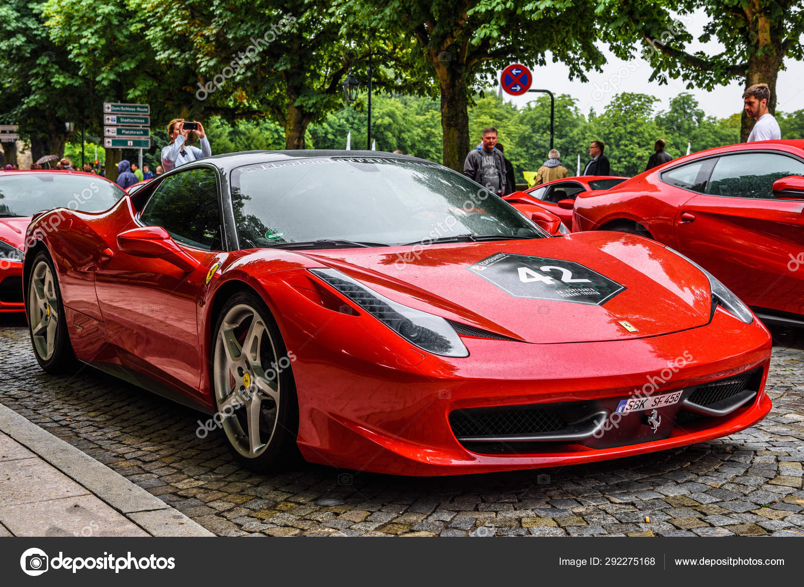 GERMANY, FULDA , JUL 2019 red FERRARI 458 SPIDER coupe was