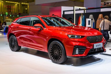 Frankfurt, Almanya - Eylül 2019: kırmızı Great Wall Motors Wey Vv7 Concept elektrikli Suv Otomobil, Iaa International Motor Show Oto Ekshibtion