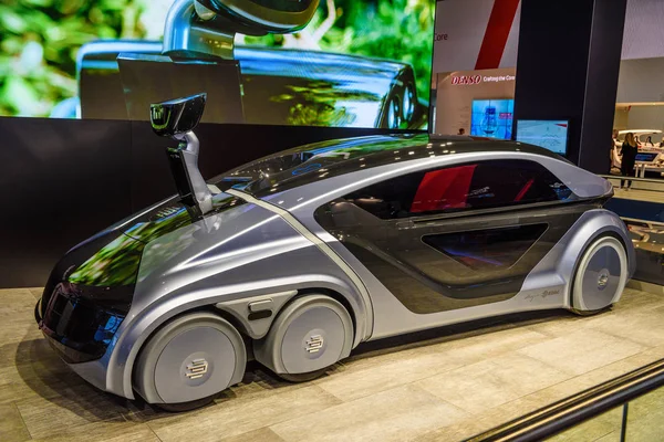 FRANKFURT, GERMANY - SEPT 2019: silver CITYBOT EDAG electric autonomous robot car, IAA International Motor Show Auto Exhibtion — Stock Photo, Image