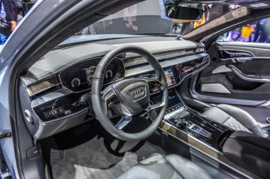 Frankfurt, Almanya - Eylül 2019: Audi A8 iç, Iaa Uluslararası Motor Show Auto Exhibtion