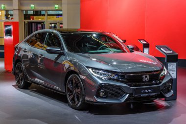 Frankfurt, Almanya - Eylül 2019: çelik gri Honda Civic 3.nesil sedan, Iaa Uluslararası Motor Show Auto Exhibtion