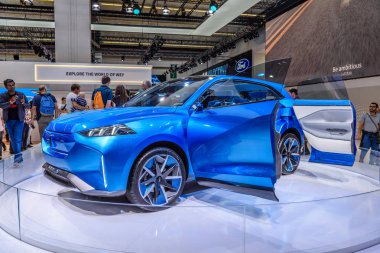 Frankfurt, Almanya - Eylül 2019: mavi Great Wall Motors Wey-S Concept elektrikli Suv Otomobil, Iaa International Motor Show Oto Ekshibtion