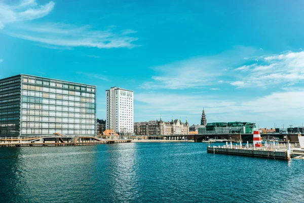 Vista Panorâmica Rio Cidade Arquitetura Copenhagen Denmark — Fotografia de Stock