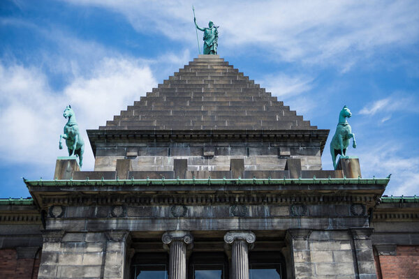 COPENHAGEN, DENMARK - MAY 5, 2018: urban scene with beautiful Ny Carlsberg Glyptotek  in copenhagen, denmark