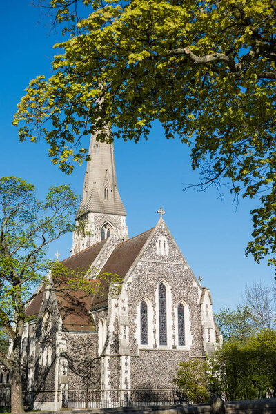 beautiful architecture of famous St. Albans Church in copenhagen, denmark