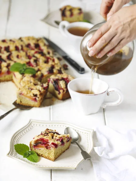 Homemade Delicious Plum Pie — Stock Photo, Image