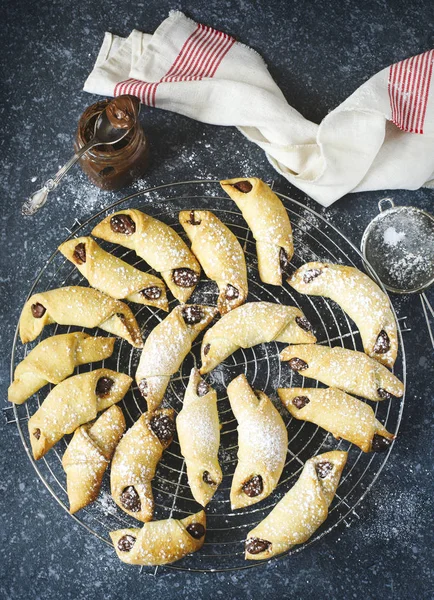 Rugelach Met Chocolade Vulling Traditionele Joodse Vakantie Cookie — Stockfoto