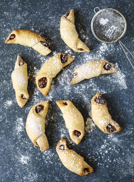 Rugelach Con Relleno Chocolate Galleta Tradicional Judía Vacaciones —  Fotos de Stock