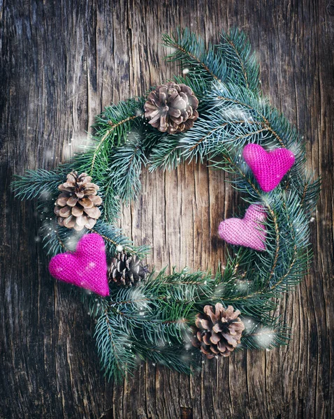 Corona Navidad Adviento Sobre Fondo Madera — Foto de Stock