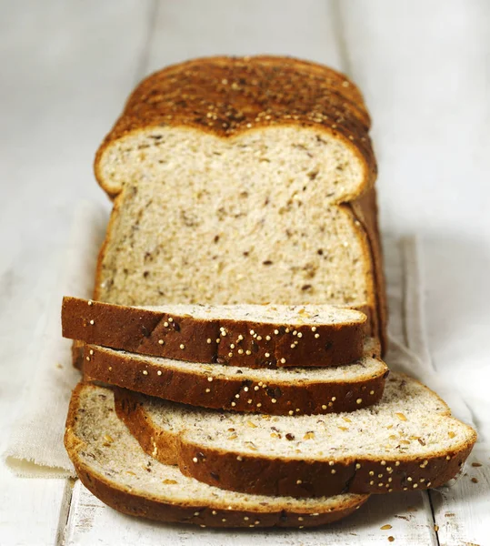 Flax Quinoa Whole Grain Bread Selective Focus — Stock Photo, Image