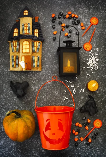 Halloween Set Bovenaanzicht — Stockfoto