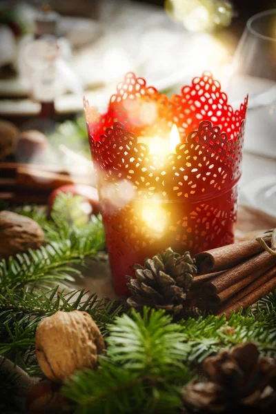 Christmas Candle Selektiv Inriktning Tonas Bild — Stockfoto