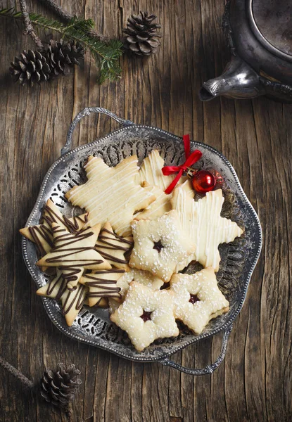 プレート上面のクリスマス クッキー — ストック写真
