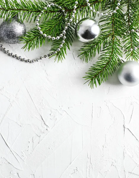 Christmas Holiday Bakgrund Med Fir Grenar Och Ornament Vinter Semester — Stockfoto