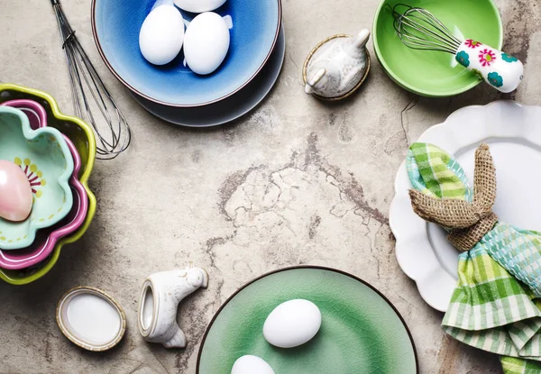 Frische Eier Osterkomposition Draufsicht Kopierraum — Stockfoto