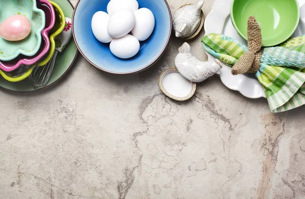 Frische Eier Osterkomposition Draufsicht Kopierraum — Stockfoto