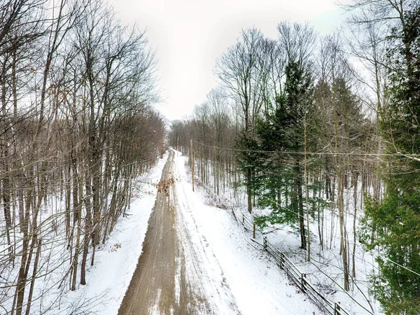 Kış Manzara Içinde Yol Görünümünü — Stok fotoğraf