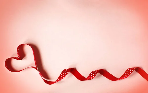 Happy Valentine Day Red Heart Ribbons Copy Space — Stock Photo, Image