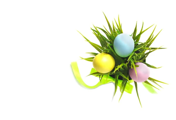 Decorazione Uova Pasqua Sfondo Bianco Sfondo Pasquale — Foto Stock