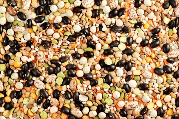 Многоцветные сушеные бобы. Различные сухие бобы для здорового питания . — стоковое фото