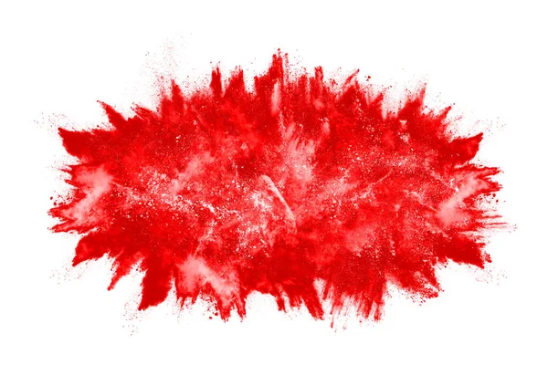 Bevriezen Beweging Van Rood Poeder Exploderen Geïsoleerd Witte Achtergrond Abstract — Stockfoto