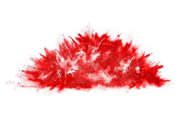 Freeze Motion Red Powder Exploding Isolated White Background Abstract Design — Stock Photo, Image