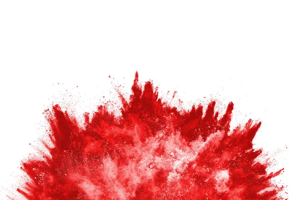 Freeze Motion Red Powder Exploding Isolated White Background Abstract Design — Stock Photo, Image