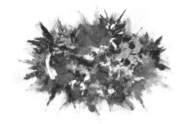 Particles Charcoal White Background Abstract Powder Splatted White Background Freeze — Stock Photo, Image