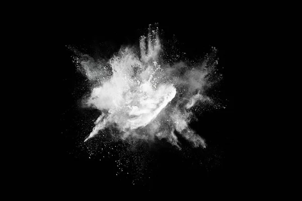 Witte Poeder Explosie Zwarte Achtergrond Gekleurde Wolk Kleurrijk Stof Explodeert — Stockfoto