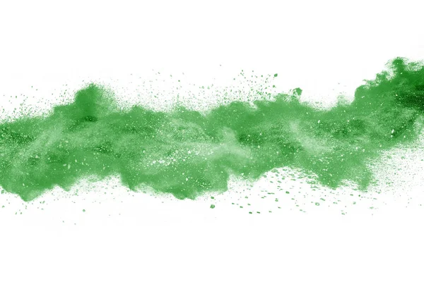 Explosão Verde Fundo Branco Nuvem Colorida Poeira Colorida Explode Pintura — Fotografia de Stock